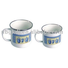 porcelain mug with handle,SS rim and PP lid